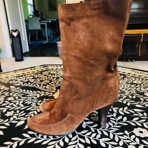 Anne Klein Suede Moccasin Ankle Boots